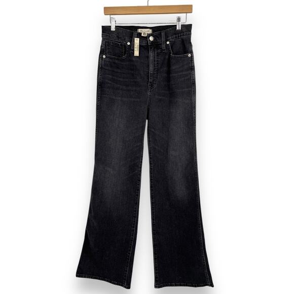 NWT Madewell 11" High-Rise Flare Jeans in Croson Black Women's 28 Flare Comfort - Picture 3 of 11